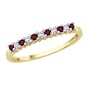 10K Yellow Gold 0.13 ct. Diamond with Alternating 1/4 ct. Ruby Anniversary Ring