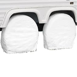 Classic Accessories 76240 Snow White RV Wheel Covers, Fits wheel diameter 26.75" - 29"