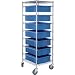 Quantum Storage Systems BC212469M1BL Wire Bin Cart with 7 DG93060 Black Bins, Chrome Finish, 21" Width x 24" Length x 69" Height