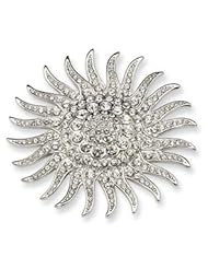 Sunburst Pin with Swarovski Elements, Platinum Plating