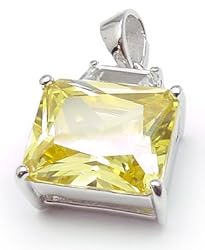 18K Gold Fill S.S. Jlo Y. Topaz CZ Pendant