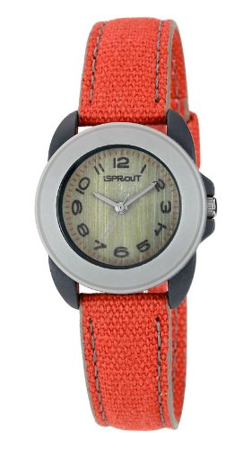 Sprout Women's ST/1033BKBKKH Khaki Organic Cotton Strap Bamboo Dial Eco-Friendly Watch