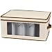 Household Essentials Goblet-Style Wine Glass Storage Chest, Natural Canvas with Brown Trim
