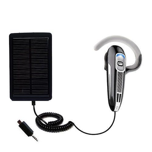 enlarge Solar Powered Rechargeable External Battery Pocket Charger for the Plantronics Voyager 520 - uses Gomadic TipExchange Technology