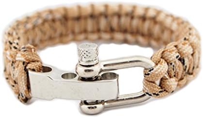Bracelet with Hard Plastic Whistle Buckle / Stainless Metal Bow Shackle - Desert Camouflage Style