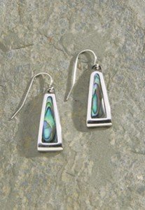 Hawaiian Earrings Paua Pewter Triangle Dangling