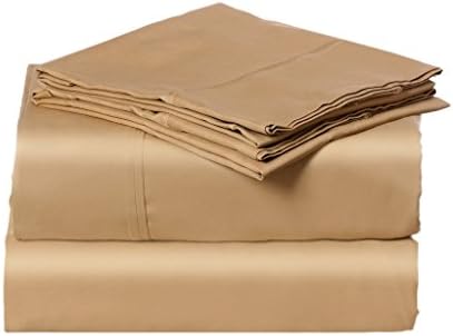 Luxury Designs Sateen Weave 400 Thread Count 4-Piece Cotton Queen Bed Sheet Set, Gold