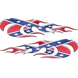 Confederate Rebel Flag Car, Truck, ATV, SUV Accent Stripe Flame Decals - 3 h x 12 w