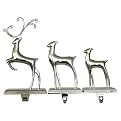Reindeer Family Stocking Holder Set of 3 - Silver