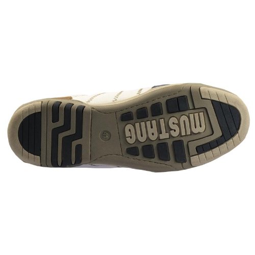Mustang 4064-303 hommes Baskets mode synthétique cuir, blanc / bleu, Taille 45