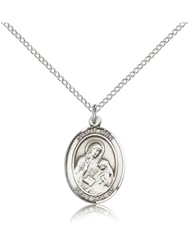.925 Sterling Silver Saint St. Ann Medal Pendant 3/4 x 1/2 Inches Housekeepers/Mothers-8002- Comes with a .925 Sterling Silver Lite Curb Chain Neckace And a Black velvet Box