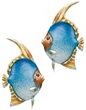 Coastal Tropical Angel Fish Metal Wall Art Decor