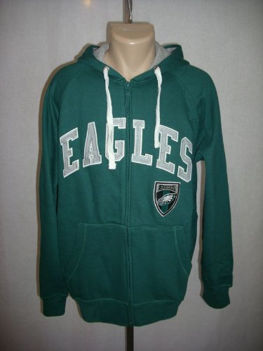 Philadelphia Eagles Embroidered Full Zip Zipper Hooded Sweatshirt Large