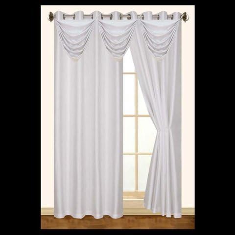Editex 627VAL3703 Elaine Waterfall Faux Silk Valance with 2 Grommets without Trim in Silver