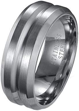 Men's Titanium&amp;Stainless Steel Vacuum Plating Silver Rings (titanium-and-stainless-steel, 9)