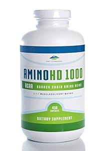 Amino Acid Supplement - AminoHD1000 BCAA - 450 Capsules (Huge Bottle!) with No Additives or Excipients