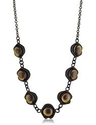 CHRISHABANA "Snake Eyes" Enameled Matted Black Brass Linked Necklace