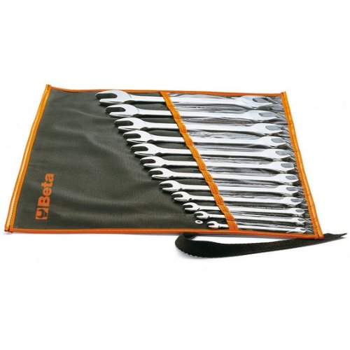 Beta 55/B8 Open End Wrench Set, 8 Pieces ranging from 6mm x 7mm to 20mm x 22mm in wallet, with Chrome Plated
