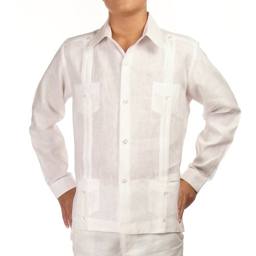 Boys linen Guayabera shirt in white. Final sale