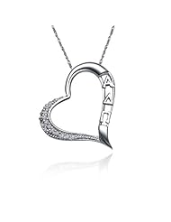 Alpha Delta Pi Embedded Heart Silver Lavalier (ADP-P005)