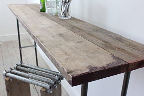 Fiona Reclaimed Scaffolding Boards and Graphite Steel Pipe Bar/Console Table