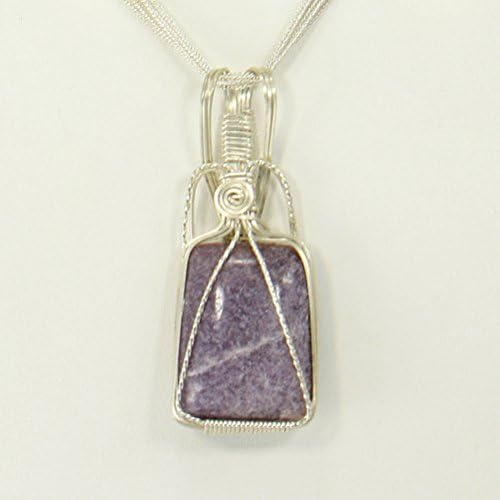 Purple Chariote Wire Wrap Stone Pendant, Handmade Wire Sculptured Precious Gem Necklace, Chain Included