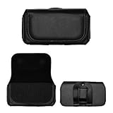 Black Leather Case Pouch with Belt Clip and Belt Loops for HTC myTouch 4G