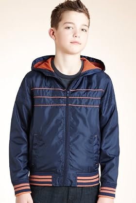 Funnel Neck Contrast Piped Bomber Jacket