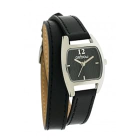 Oxbow - 4534601 - Montre Femme - Quartz Analogique - Cadran Noir - Bracelet Cuir Noir