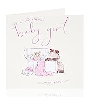 Bear Bird Baby Girl Greetings Card