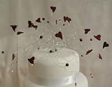 Burgundy Heart Twisted Wire Wedding Engagement Cake Topper