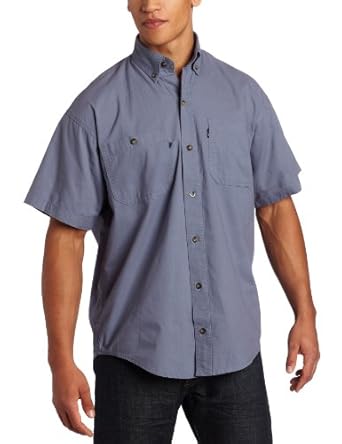 Key Industries Men Big-Tall Short Sleeve Button Down Wrinkle Resist Canvas Shirt
