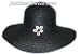 Braided Hat with 4" Brim with Cowry Shell Flower, Black