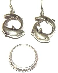 Sterling Silver Earrings & Ring Jewelry Set