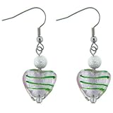 Baby Pink Heart Murano Glass Dangle Earrings