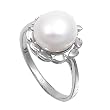 Sterling Silver Ring - Mother of Pearl and Clear CZ - 14 mm x 2 mm, Sizes 5-9