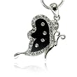 White Gold Plated Crystal Onyx Butterfly Pendant Necklace Fashion Jewelry