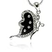 White Gold Plated Crystal Onyx Butterfly Pendant Necklace Fashion Jewelry