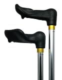 Walking Cane   Unisex molded right hand palm grip handle, 3/4 alumunum adjustable shaft with aluminum security nut with brass ring, adjusts from 29   37 with rubber tip.