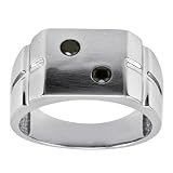 10k White Gold Men's Black Diamond Lucky #2 Dice Ring (1/4 cttw)