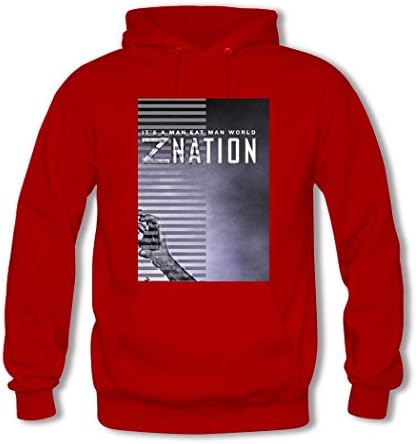 SILI89 Mens Z Nation Print Sweatshirt Hoodies Medium Red