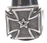 Iron Cross Pentagram Pewter Ring