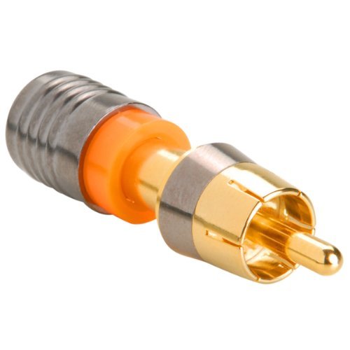 F-Conn Gold RCA Male Connector RGB 24-26 Ga. 5 Pcs.