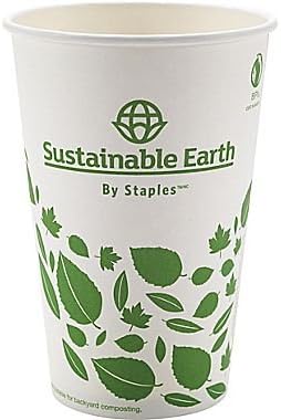 Sustainable Earth By Staples Compostable Hot Cups, 16 oz., 300/Case