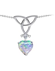 Celtic Love by Kelly Love Knot Pendant with 8mm Heart Shape Created Opal in 925 Sterling Silver