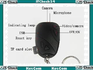 ITC31920 Mini Spion Schlüsselanhänger mit Kamera und Kartenslot Spion
