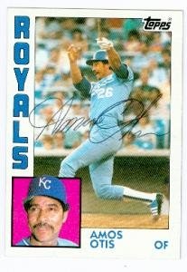 Amos Otis Autographed/Hand Signed baseball card (Kansas City Royals) 1984 Topps #655