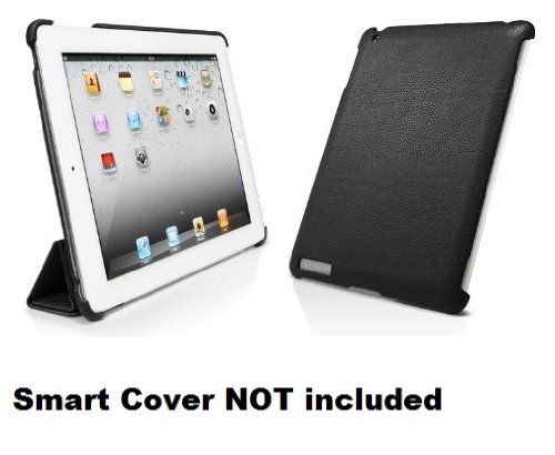 Bear Motion ® 100% Genuine Leather Back Cover (Smart Cover compatible) for iPad 2 - Smart Cover Companion - Real Leather - Black - Extreme Value Buy