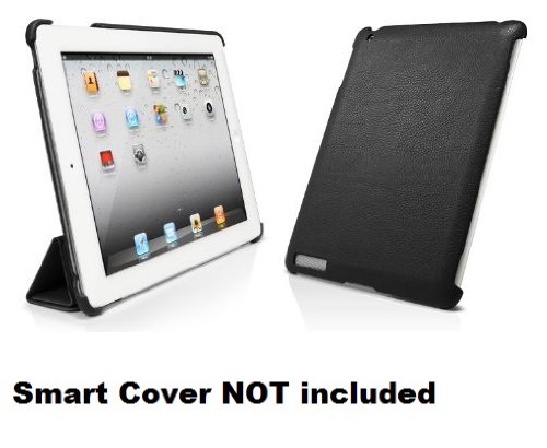 Bear Motion ® 100% Genuine Leather Back Cover (Smart Cover compatible) for iPad 2 - Smart Cover Companion - Real Leather - Black - One day only sale