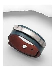 Forest Green Leather Bracelet In White Base
